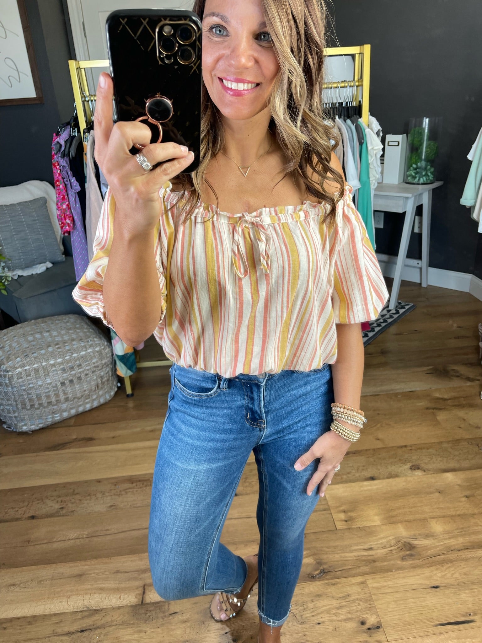 No Stepping Back Cropped Off-Shoulder Top - Mauve Combo