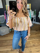 No Stepping Back Cropped Off-Shoulder Top - Mauve Combo-Short Sleeves-Mustard Seed S19821-Anna Kaytes Boutique, Women's Fashion Boutique in Grinnell, Iowa