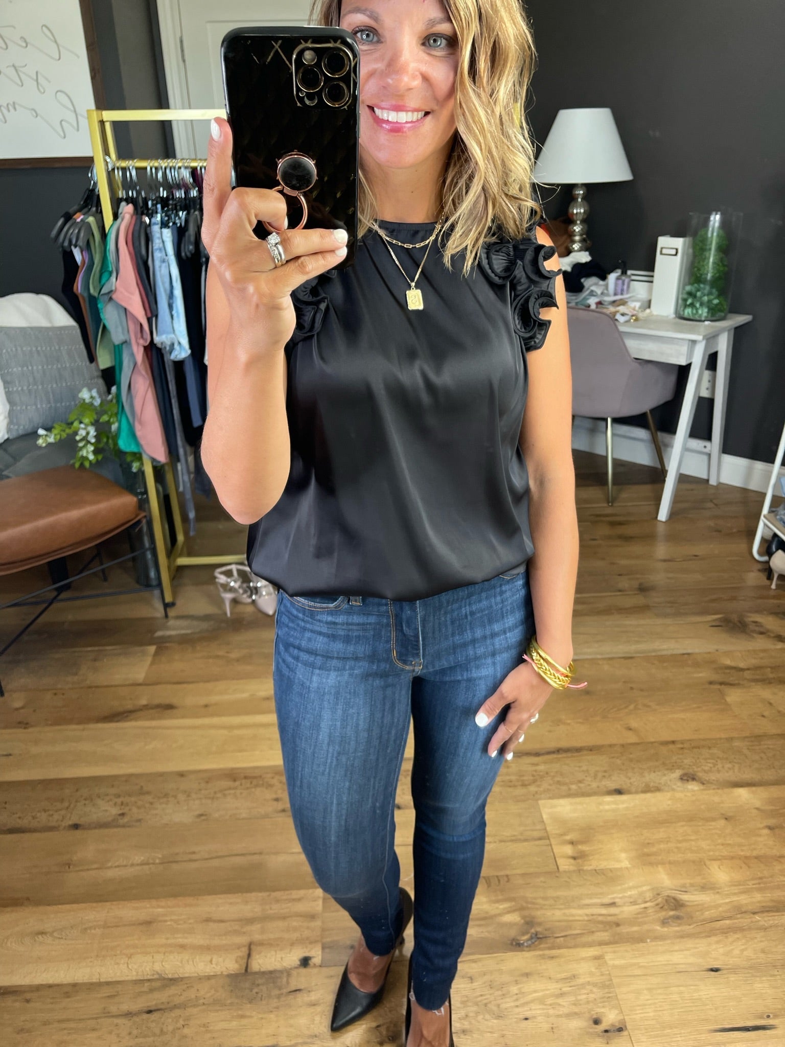 Meet Me At Midnight Statement Sleeve Top - Multiple Options-Short Sleeves-Jodifl B8490-Anna Kaytes Boutique, Women's Fashion Boutique in Grinnell, Iowa