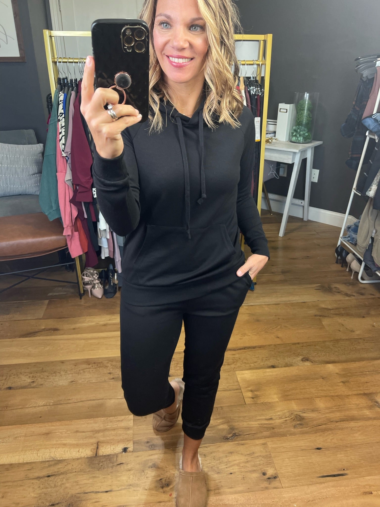 The Amelia Terry Jogger, Pant Only - Black-Jumpsuits-Active Basics P2978-Anna Kaytes Boutique, Women's Fashion Boutique in Grinnell, Iowa