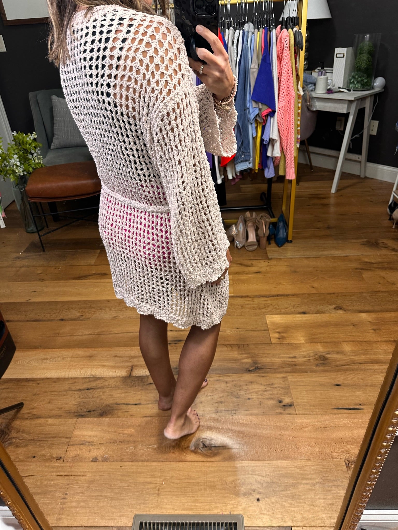 For Myself Open Crochet Cardigan - Natural Pale Blush