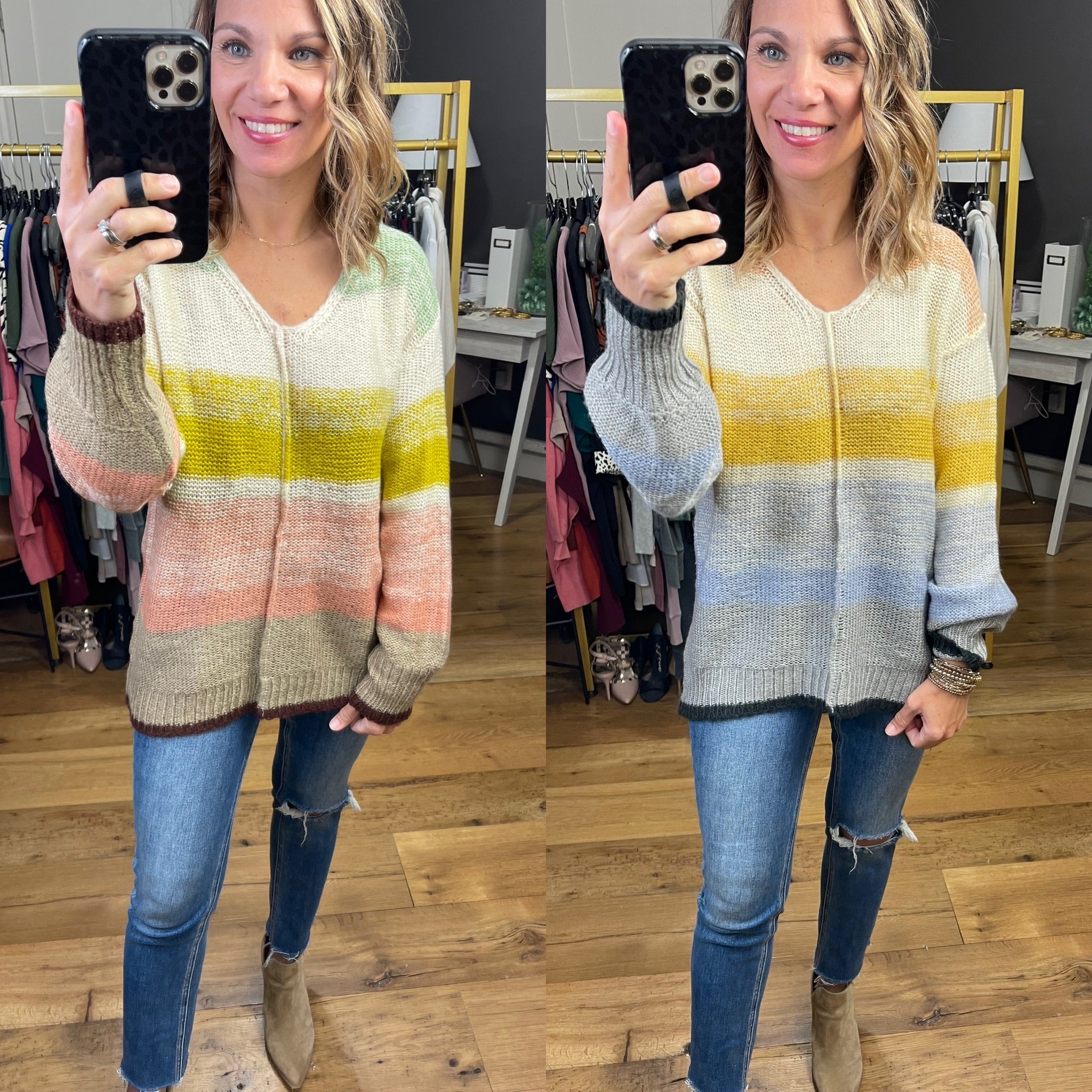 No Problem Knit Striped Sweater - Multiple Options-Sweaters-Be Cool 62416-Anna Kaytes Boutique, Women's Fashion Boutique in Grinnell, Iowa