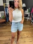 The Haley Distressed Denim Short-Shorts-Eunina E39059M00-Anna Kaytes Boutique, Women's Fashion Boutique in Grinnell, Iowa