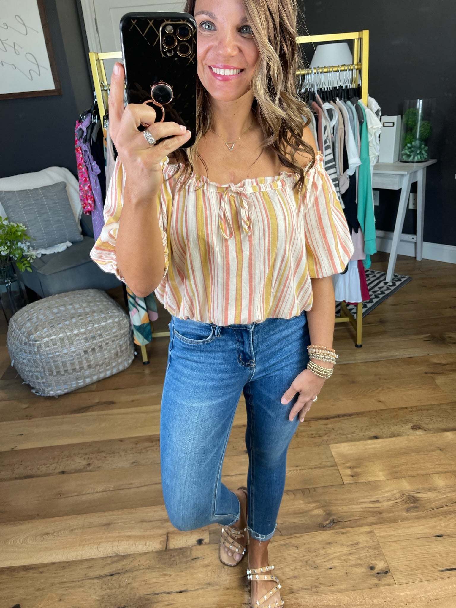 No Stepping Back Cropped Off-Shoulder Top - Mauve Combo-Short Sleeves-Mustard Seed S19821-Anna Kaytes Boutique, Women's Fashion Boutique in Grinnell, Iowa