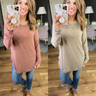 Above All Else Lightweight Longsleeve Sweater With Scoop Hem Detail - Multiple Options-Sweaters-First Love T3414-Anna Kaytes Boutique, Women's Fashion Boutique in Grinnell, Iowa