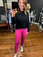 The Sierra High-Waisted Leggings - Hot Pink-Leggings-Mono B APH-B0915-Anna Kaytes Boutique, Women's Fashion Boutique in Grinnell, Iowa