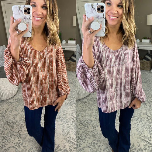 Whatever You Like Patterned Scoop Neck Blouse with Balloon Sleeve- Multiple Options