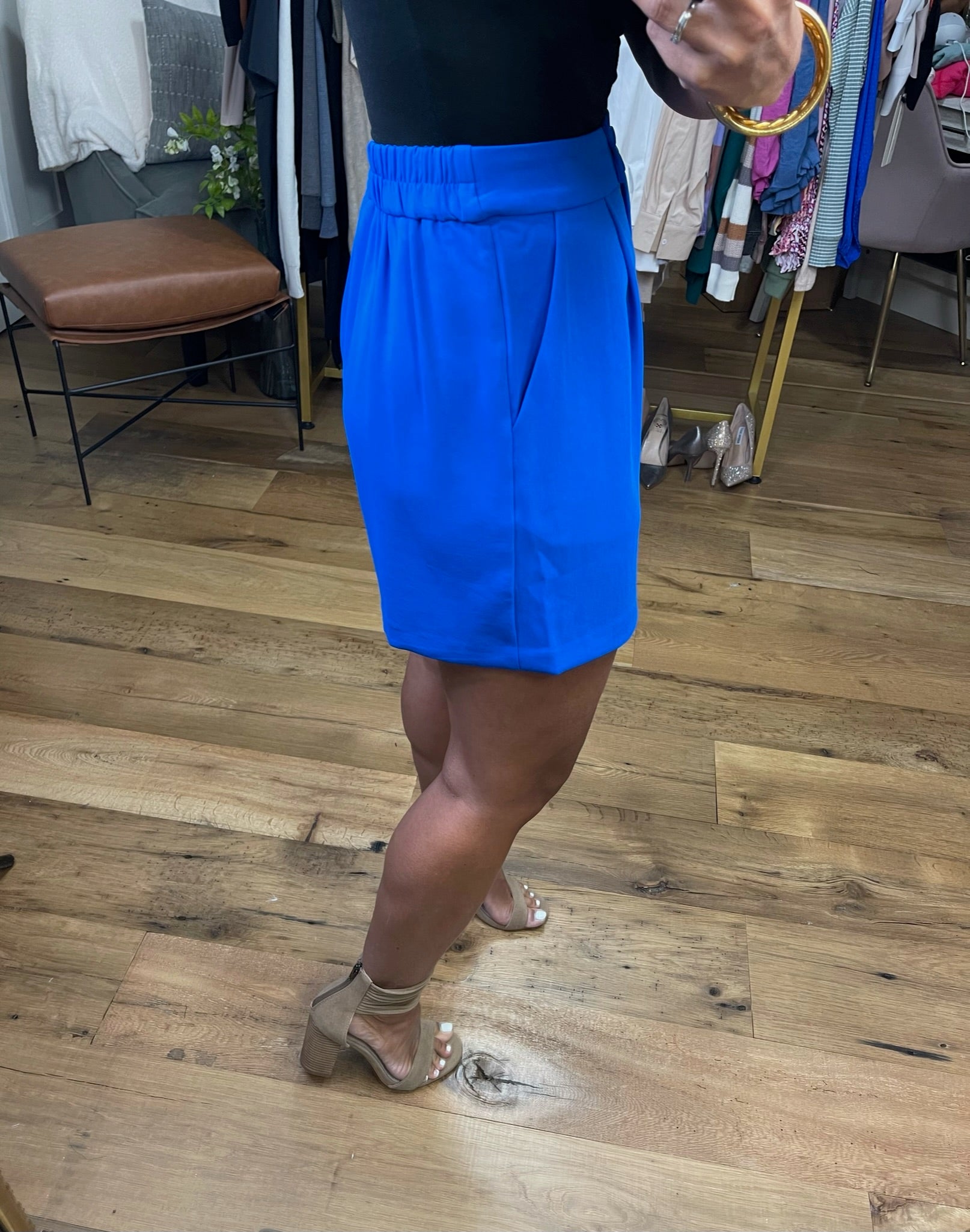 Start Us Off High-Waisted Trouser Short - Royal-Shorts-Skies Are Blue-Anna Kaytes Boutique, Women's Fashion Boutique in Grinnell, Iowa