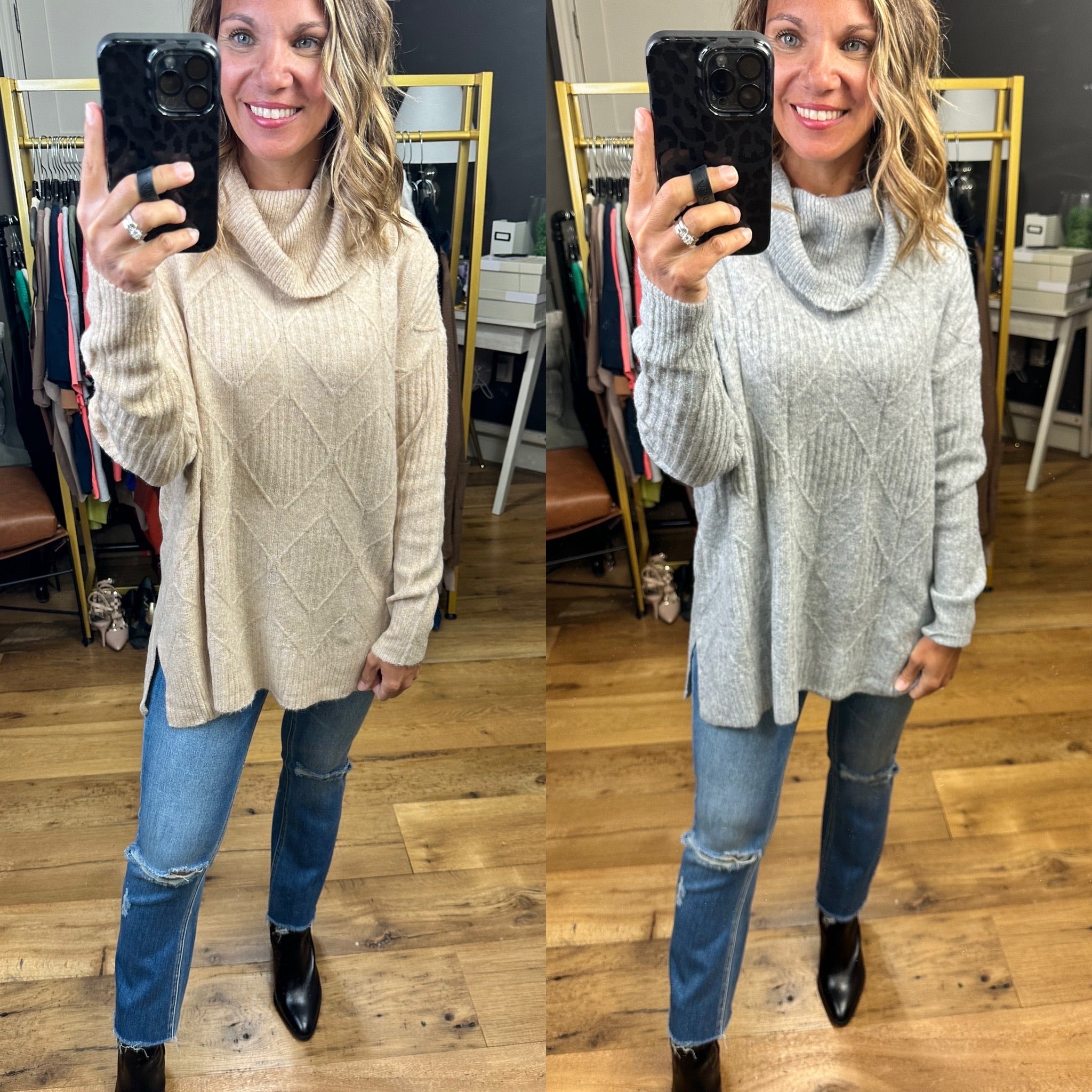 Strong With You Textured Cowl-Neck Sweater - Multiple Options