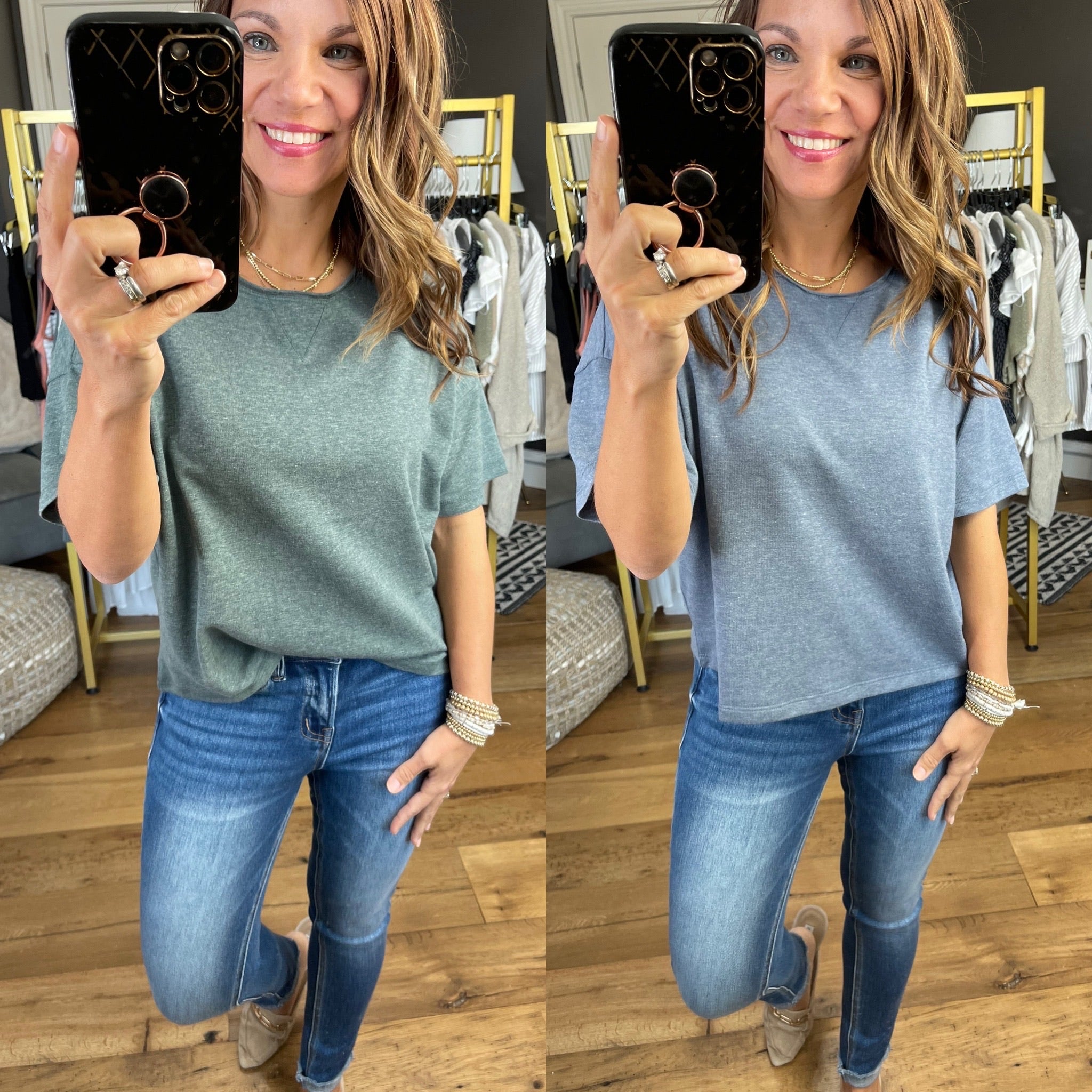 Saying Something Raw Hem Heathered Tee - Multiple Options-Short Sleeves-Wishlist WL20-4703-Anna Kaytes Boutique, Women's Fashion Boutique in Grinnell, Iowa