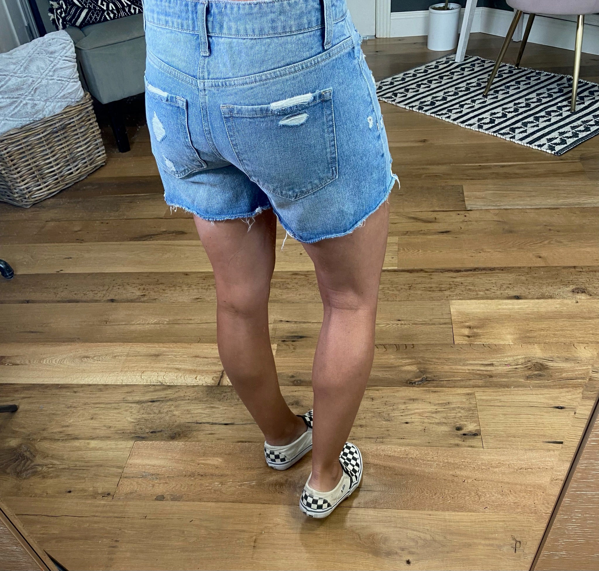 The Harper Boyfriend Short With Light Distressed Detail-Shorts-Vervet VT1097-Anna Kaytes Boutique, Women's Fashion Boutique in Grinnell, Iowa