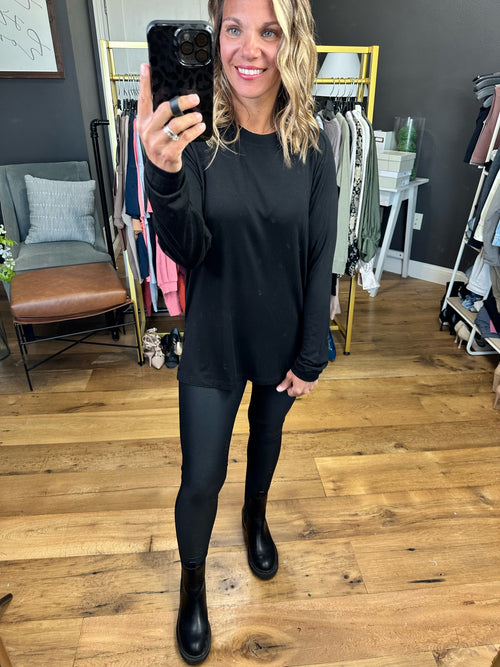 More Than You Know Longsleeve Top With Side-Slit Detail - Black