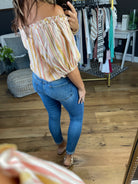 No Stepping Back Cropped Off-Shoulder Top - Mauve Combo-Short Sleeves-Mustard Seed S19821-Anna Kaytes Boutique, Women's Fashion Boutique in Grinnell, Iowa