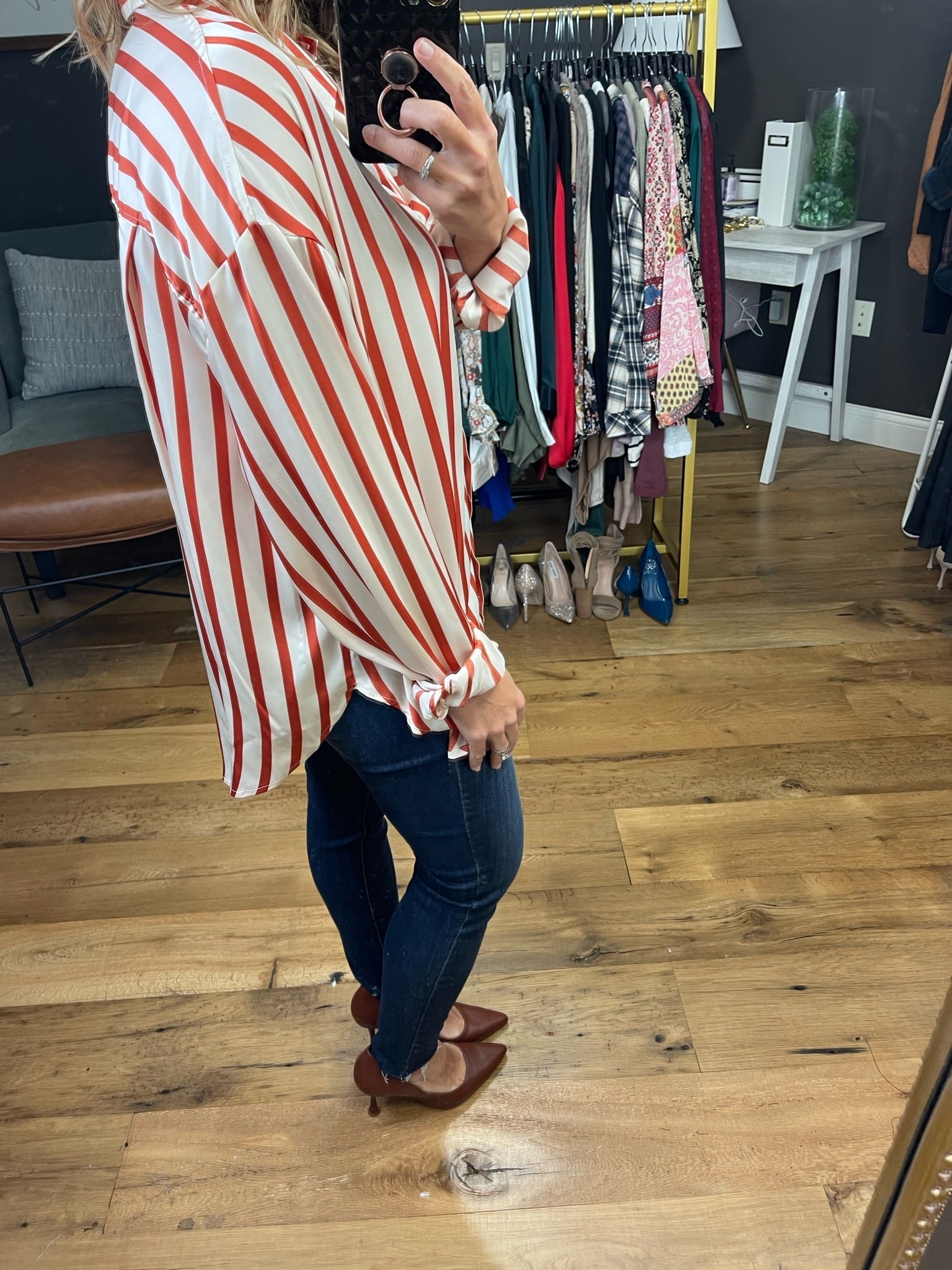 Great Idea Striped Button-Down Top - Multiple Options-Long Sleeves-Vine & Love VT81315-Anna Kaytes Boutique, Women's Fashion Boutique in Grinnell, Iowa