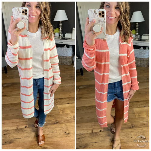 Afterglow Striped Knit Cardigan with Pockets-Multiple Options-Cardigans-Doe & Rae 1070C-204-Anna Kaytes Boutique, Women's Fashion Boutique in Grinnell, Iowa