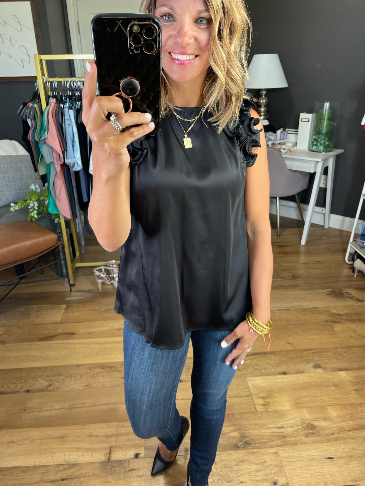 Meet Me At Midnight Statement Sleeve Top - Multiple Options-Short Sleeves-Jodifl B8490-Anna Kaytes Boutique, Women's Fashion Boutique in Grinnell, Iowa