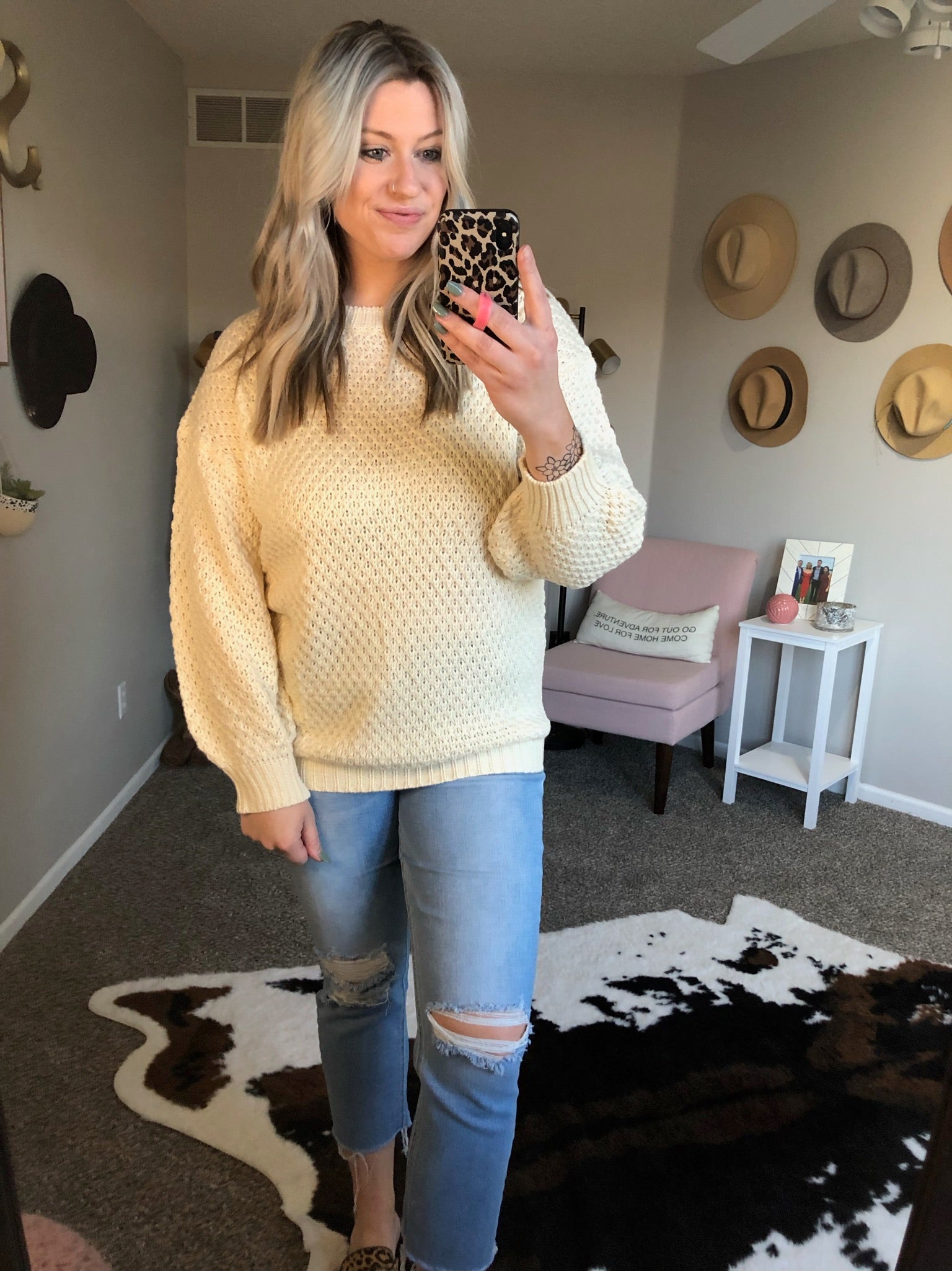 Back To The Beginning Textured Knit Crew Sweater - Multiple Options