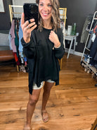 All We Know Oversized Knit Sweater - Black-Sweaters-Easel-Anna Kaytes Boutique, Women's Fashion Boutique in Grinnell, Iowa