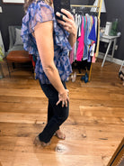 Never Question Peplum Top With Flutter Detail - Navy-Short Sleeves-Entro 17965-Anna Kaytes Boutique, Women's Fashion Boutique in Grinnell, Iowa