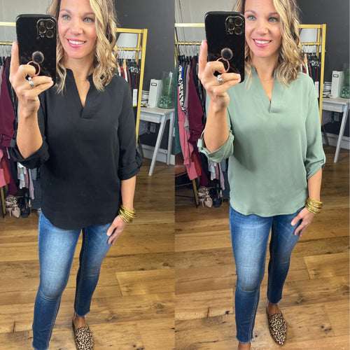 The Britt V-Neck Top With 3/4 Sleeve - Multiple Options
