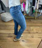 The Nicole Mid-Rise Stretch Slim Straight - Medium Wash-Jeans-Vervet V2213-Anna Kaytes Boutique, Women's Fashion Boutique in Grinnell, Iowa