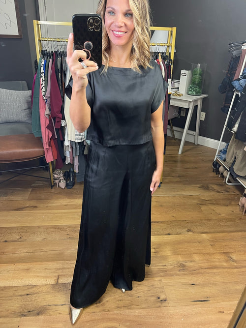 Half A Heart Wide-Leg Pant + Cropped Top Set - Black-Two piece set-By Together L5757 L5758-Anna Kaytes Boutique, Women's Fashion Boutique in Grinnell, Iowa