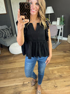 It Just Comes Natural Ruffle Peplum V-Neck - Multiple Options-Short Sleeves-Millibon IT31412-Anna Kaytes Boutique, Women's Fashion Boutique in Grinnell, Iowa