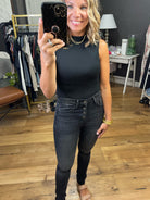 All The Same Double Lined Mockneck Bodysuit - Black-Bodysuits-Dress Forum FT7388-Anna Kaytes Boutique, Women's Fashion Boutique in Grinnell, Iowa