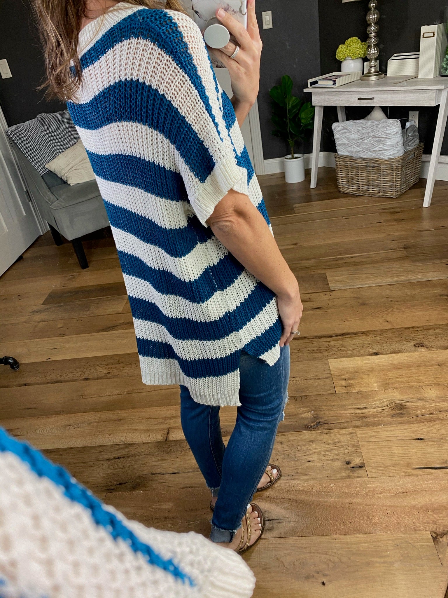 Some Girls Ribbed Short Sleeve V-Neck Stripe Sweater- Multiple Options-Sweaters-la miel JAS3559-Anna Kaytes Boutique, Women's Fashion Boutique in Grinnell, Iowa