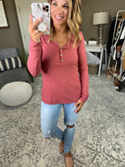 Could've Been Button V-Neck Ribbed Henley- Multiple Options-Long Sleeves-Hem & Thread 30042-Anna Kaytes Boutique, Women's Fashion Boutique in Grinnell, Iowa