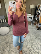 Could've Been Button V-Neck Ribbed Henley- Multiple Options-Long Sleeves-Hem & Thread 30042-Anna Kaytes Boutique, Women's Fashion Boutique in Grinnell, Iowa