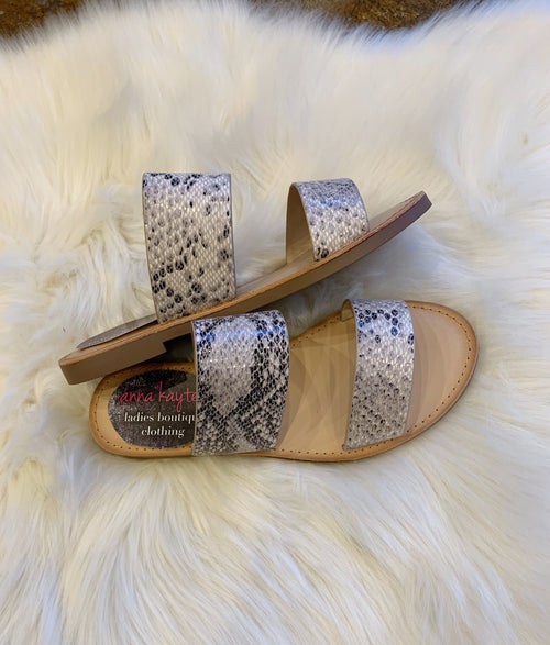 Double Take Snakeskin Sandals-Sandals-Shoes-Anna Kaytes Boutique, Women's Fashion Boutique in Grinnell, Iowa