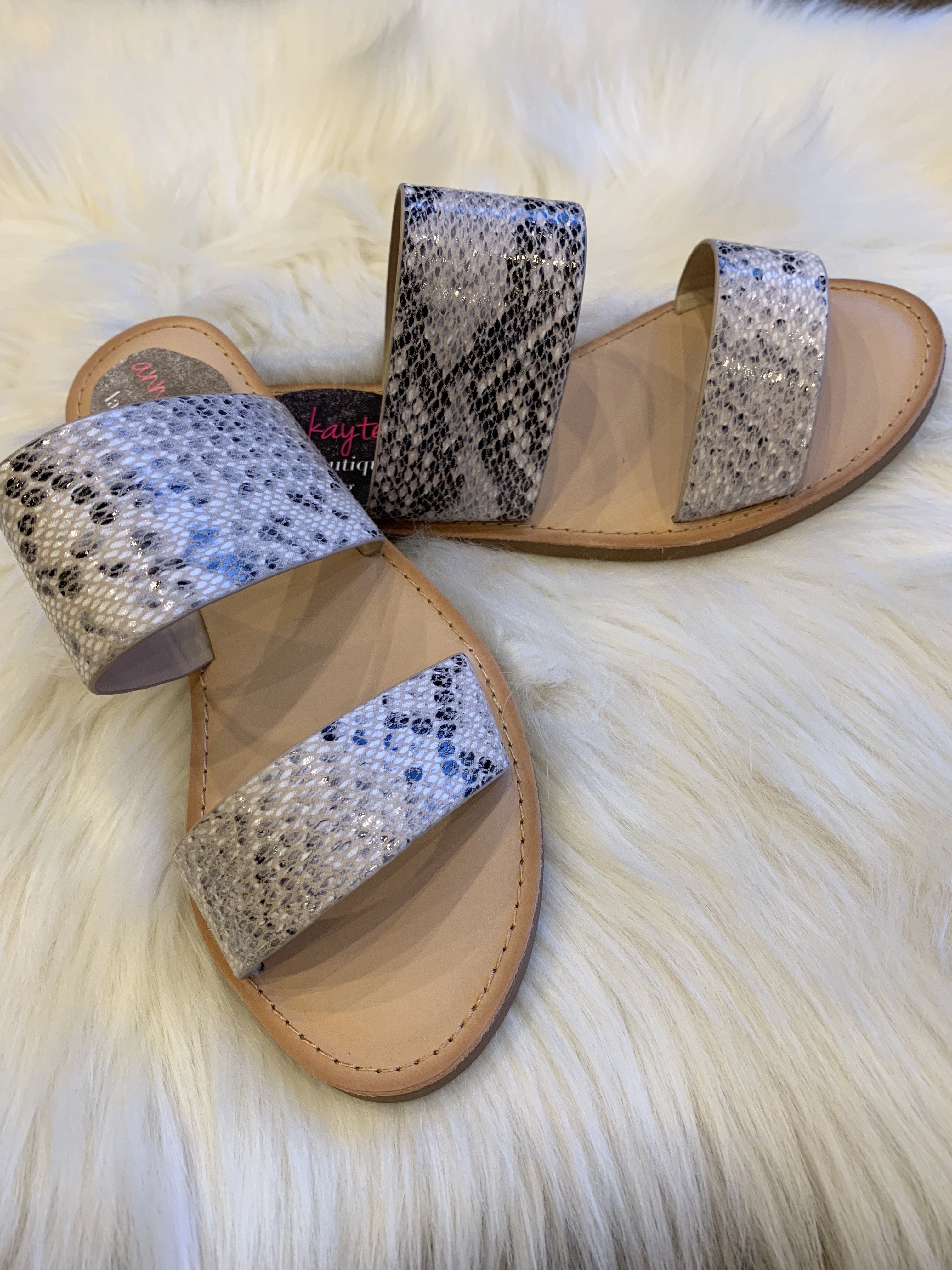 Double Take Snakeskin Sandals-Sandals-Shoes-Anna Kaytes Boutique, Women's Fashion Boutique in Grinnell, Iowa