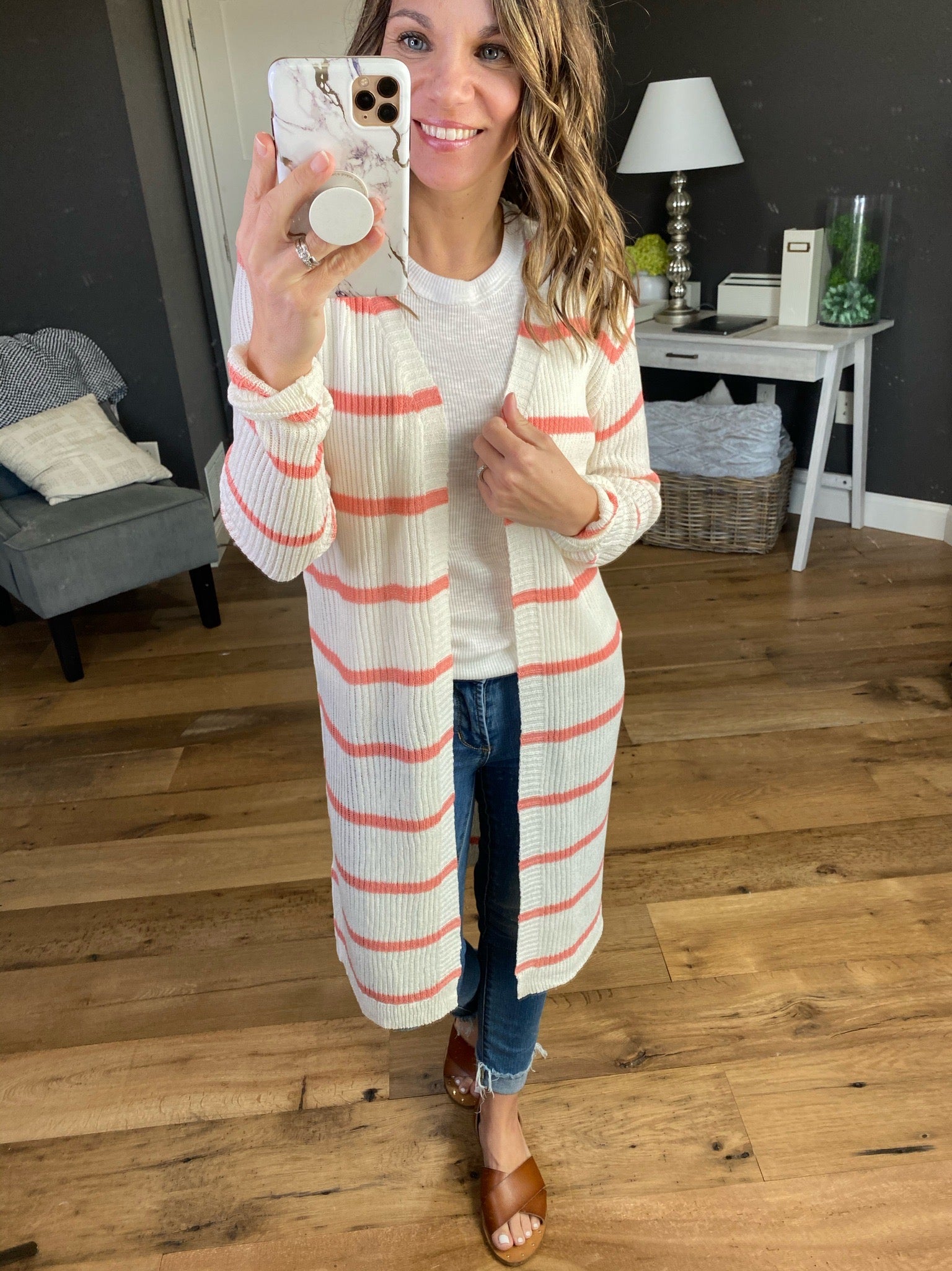 Afterglow Striped Knit Cardigan with Pockets--Multiple Options