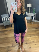 Hitting My Stride Pink & Black Marble Capri Legging-Leggings-Yelete ACT817105-Anna Kaytes Boutique, Women's Fashion Boutique in Grinnell, Iowa