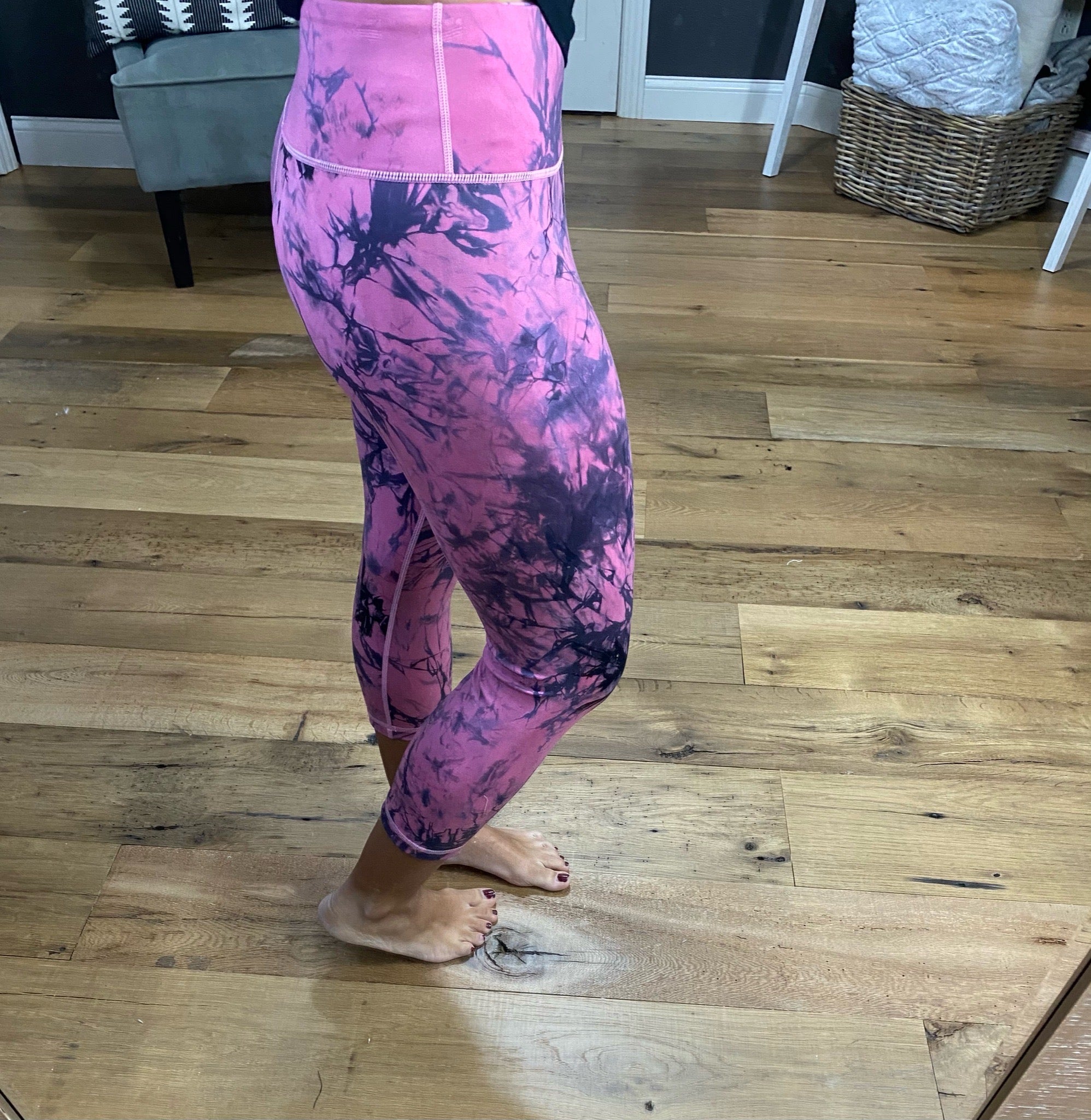 Hitting My Stride Pink & Black Marble Capri Legging-Leggings-Yelete ACT817105-Anna Kaytes Boutique, Women's Fashion Boutique in Grinnell, Iowa