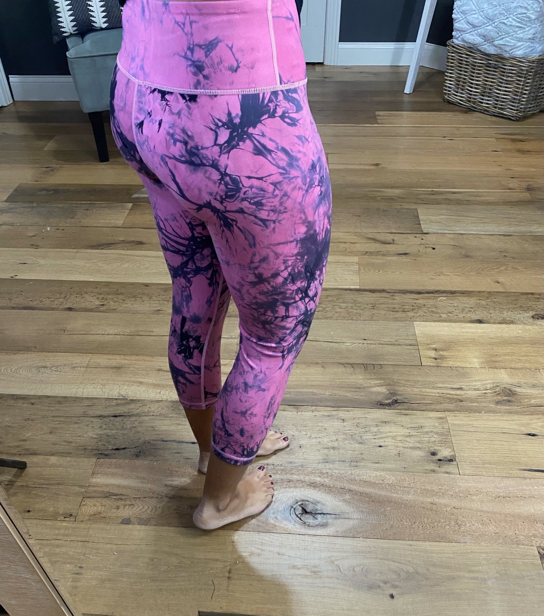 Hitting My Stride Pink & Black Marble Capri Legging-Leggings-Yelete ACT817105-Anna Kaytes Boutique, Women's Fashion Boutique in Grinnell, Iowa