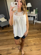 Saving Me White Sleeveless with Crochet & Eyelet Details-Sleeveless-Hailey & Co ST3231-Anna Kaytes Boutique, Women's Fashion Boutique in Grinnell, Iowa