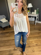 Saving Me White Sleeveless with Crochet & Eyelet Details-Sleeveless-Hailey & Co ST3231-Anna Kaytes Boutique, Women's Fashion Boutique in Grinnell, Iowa