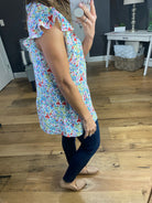 Spring Showers Floral Tank with Ruffle Sleeve- Multiple Options-Sleeveless-staccato 18247-Anna Kaytes Boutique, Women's Fashion Boutique in Grinnell, Iowa