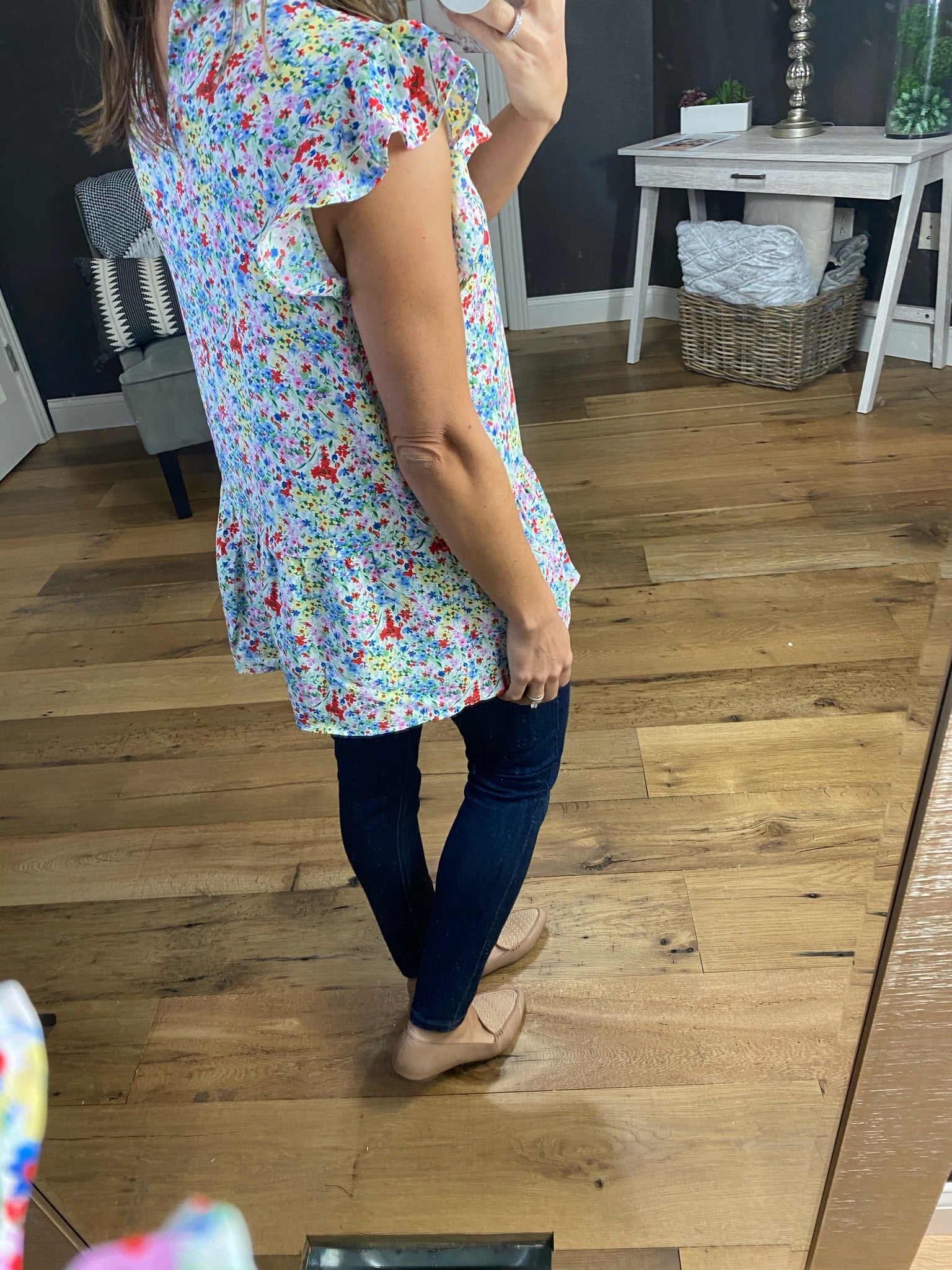 Spring Showers Floral Tank with Ruffle Sleeve- Multiple Options