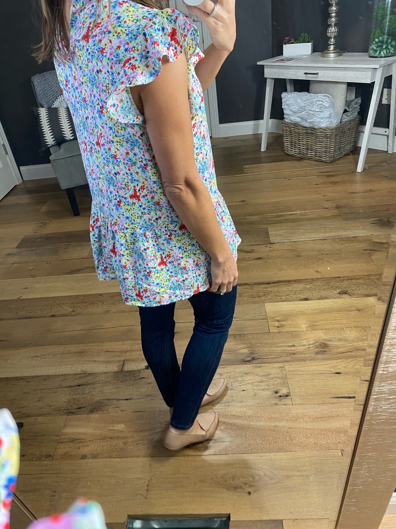 Spring Showers Floral Tank with Ruffle Sleeve- Multiple Options-Sleeveless-staccato 18247-Anna Kaytes Boutique, Women's Fashion Boutique in Grinnell, Iowa