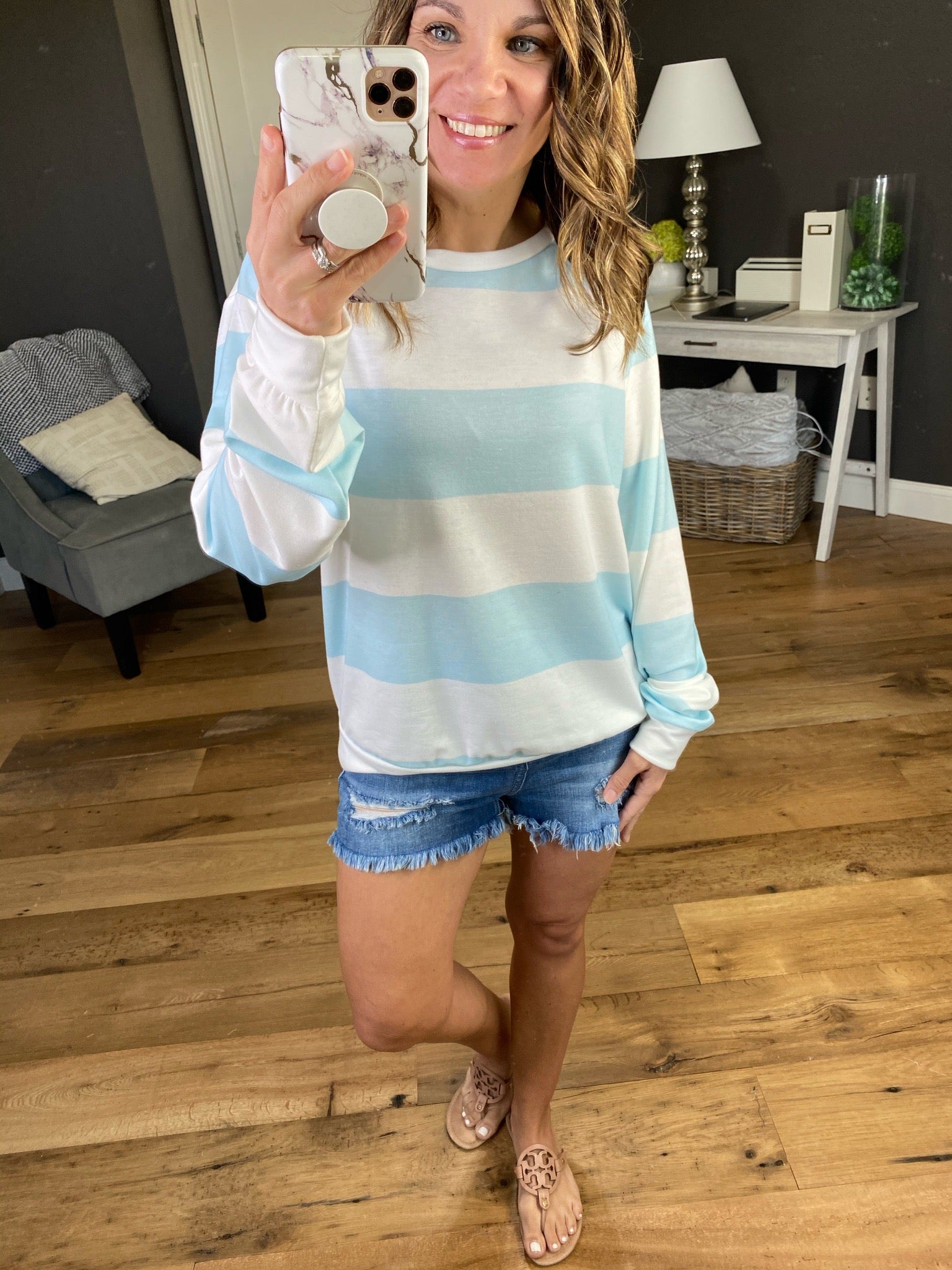 Save Your Tears Striped Long Sleeve with Banded Hem--Multiple Options