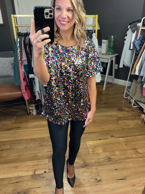 Strong Woman Sequin Detail Top - Multi