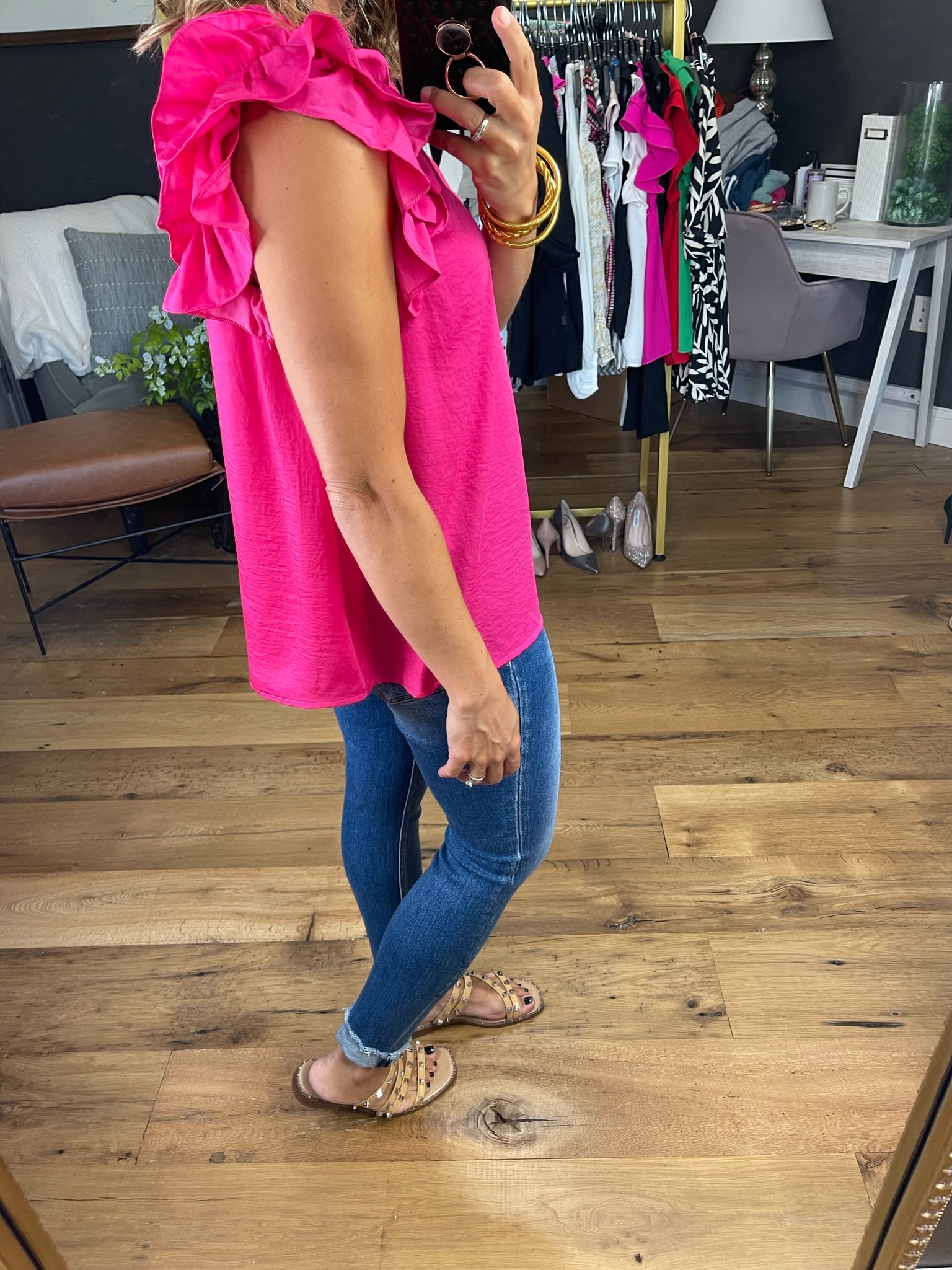 Follow The Lead Ruffle Sleeve Top - Multiple Options-Short Sleeves-Glam GT4214-Anna Kaytes Boutique, Women's Fashion Boutique in Grinnell, Iowa