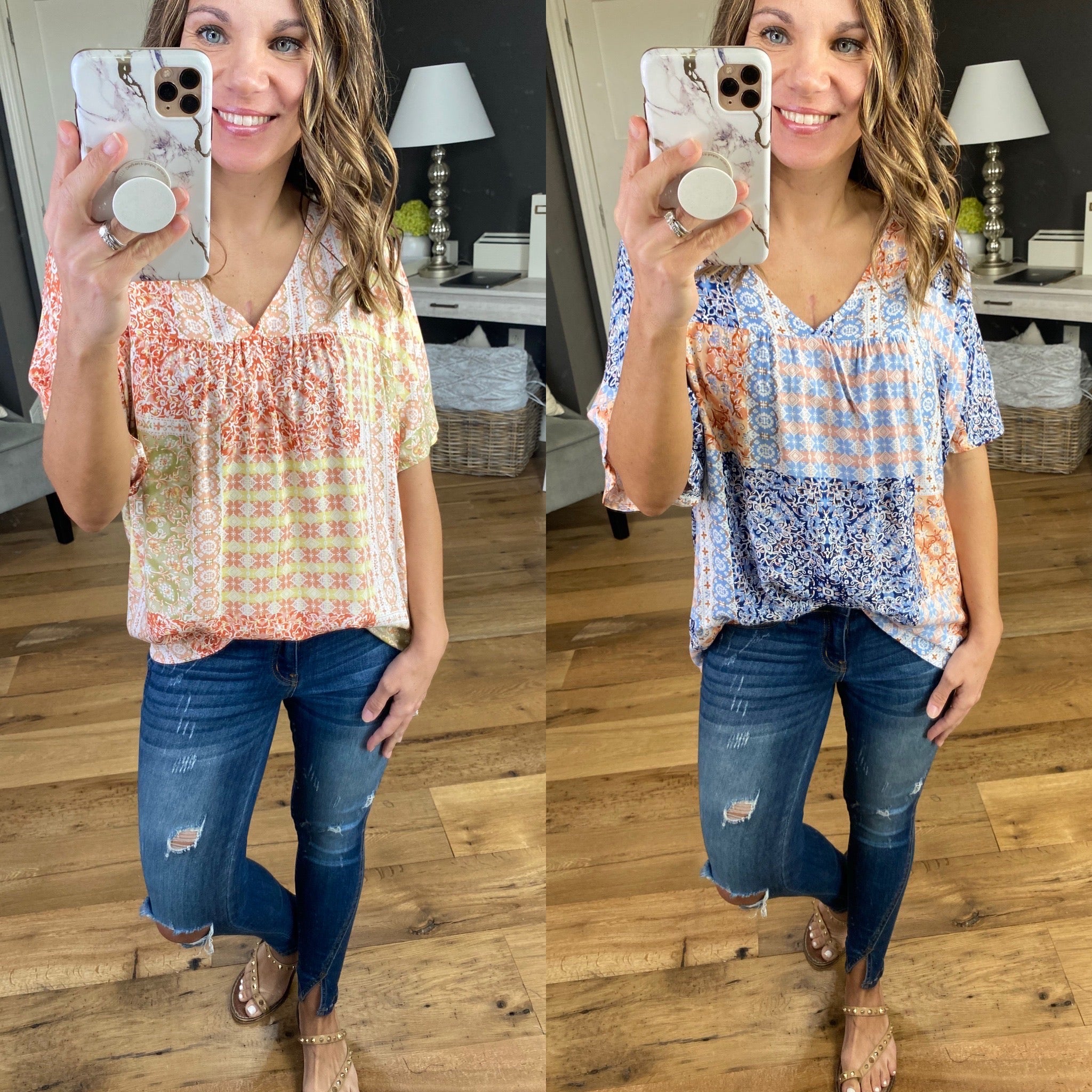 More Than Good Mixed Print Multi Color Blouse--Multiple Options