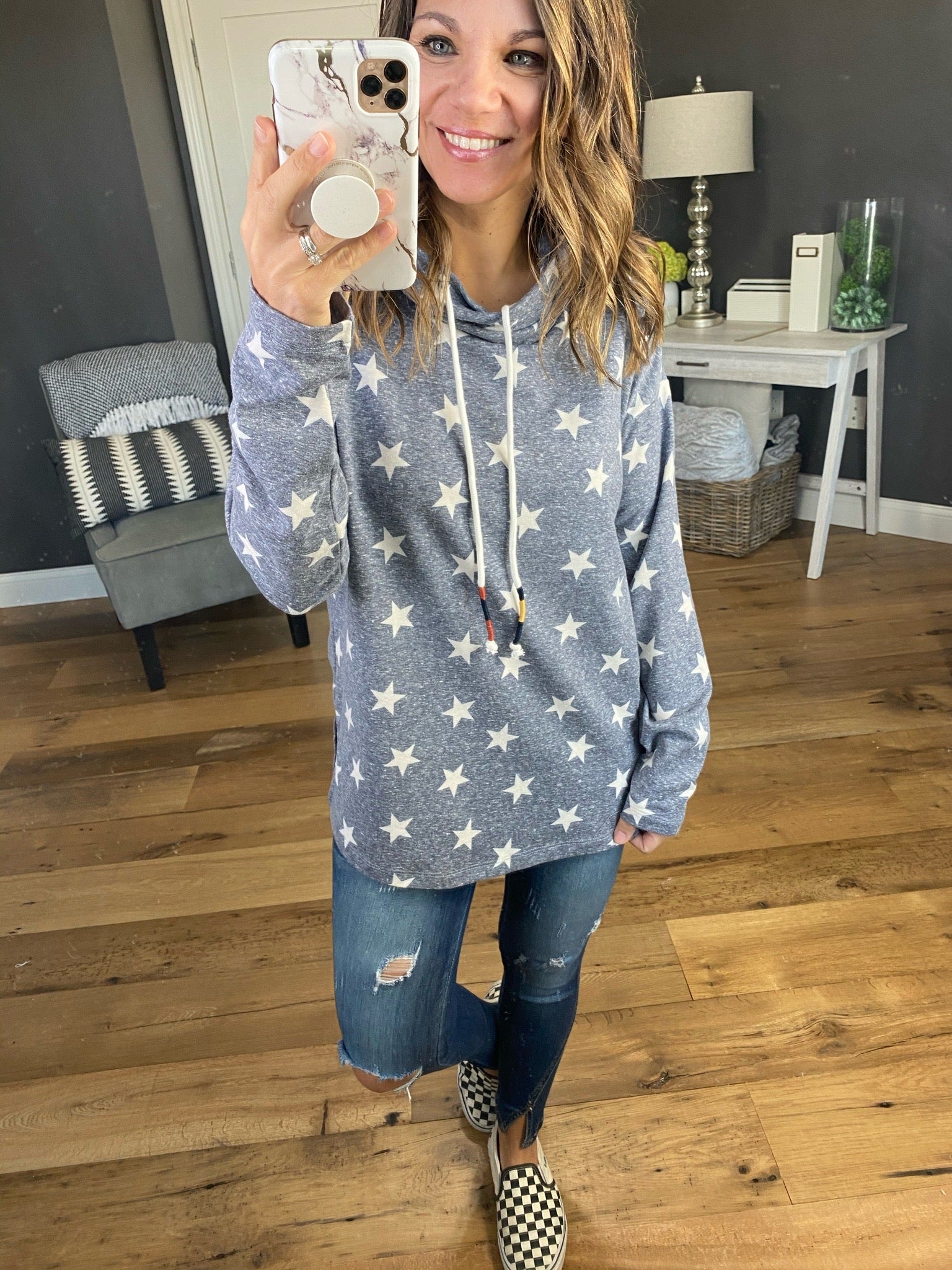 Stars In Your Eyes Cowl Neck Long Sleeve with Stars--Multiple Options