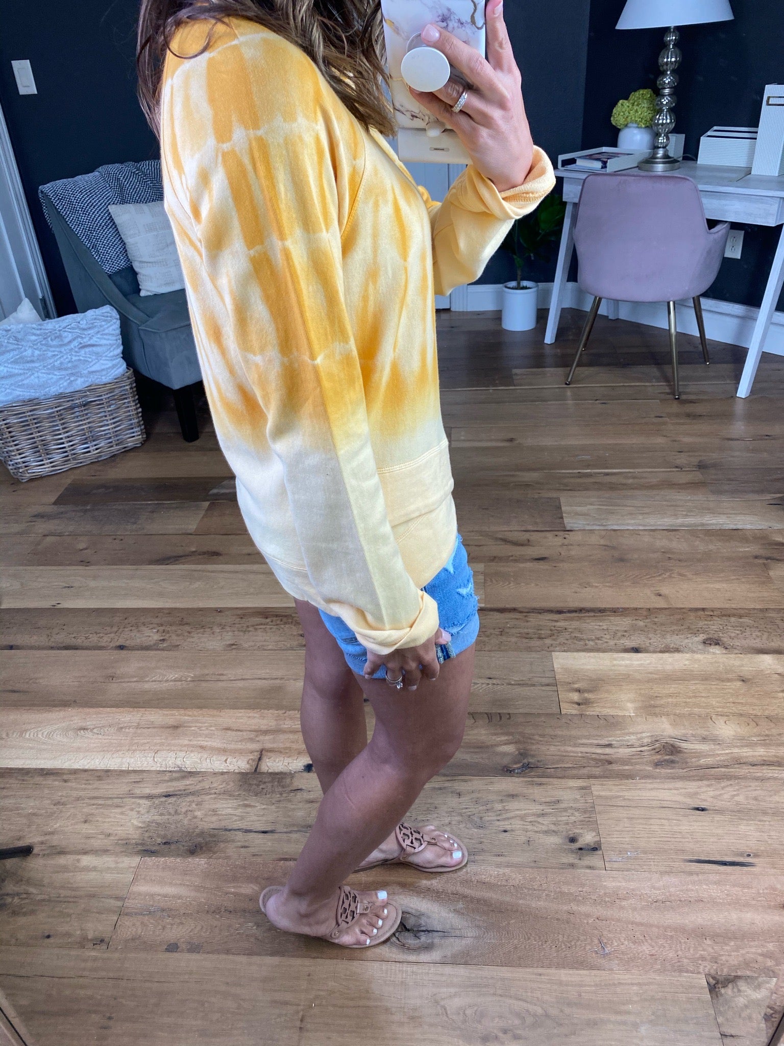 Wandering Heart Mustard Tie Dye Ombre Crew Sweatshirt-Long Sleeves-Hem & Thread 30310-Anna Kaytes Boutique, Women's Fashion Boutique in Grinnell, Iowa