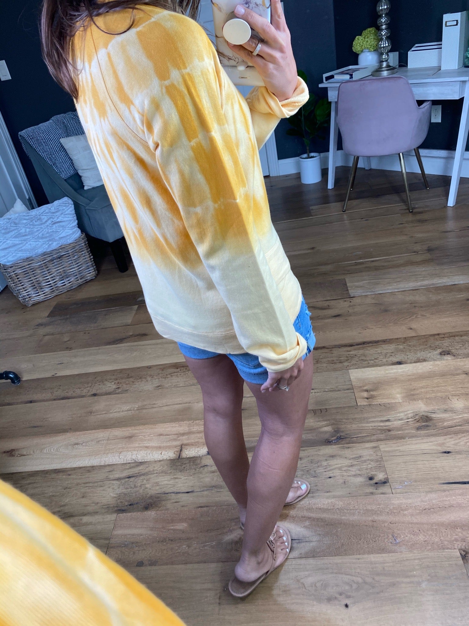 Wandering Heart Mustard Tie Dye Ombre Crew Sweatshirt-Long Sleeves-Hem & Thread 30310-Anna Kaytes Boutique, Women's Fashion Boutique in Grinnell, Iowa