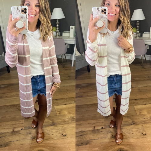 That Afterglow Striped Knit Cardigan with Pockets-Multiple Options-Cardigans-Doe & Rae 1070C-204-Anna Kaytes Boutique, Women's Fashion Boutique in Grinnell, Iowa